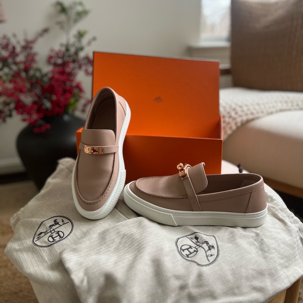 Hermes Game Slip-on Sneakers- Sz. 36 - Nude